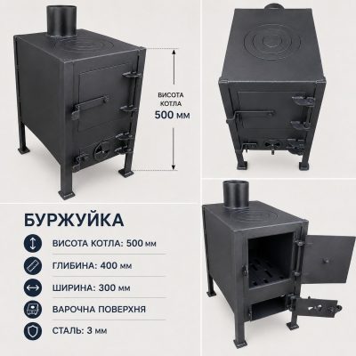 Піч-буржуйка опалювальна з варочною поверхнею “Манюня”